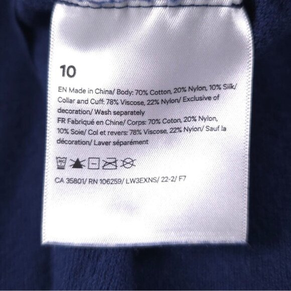 Lululemon SILK Blend Sweater Crew Neck Pullover Knit Ringer Blue Black Size 10 - Picture 10 of 10